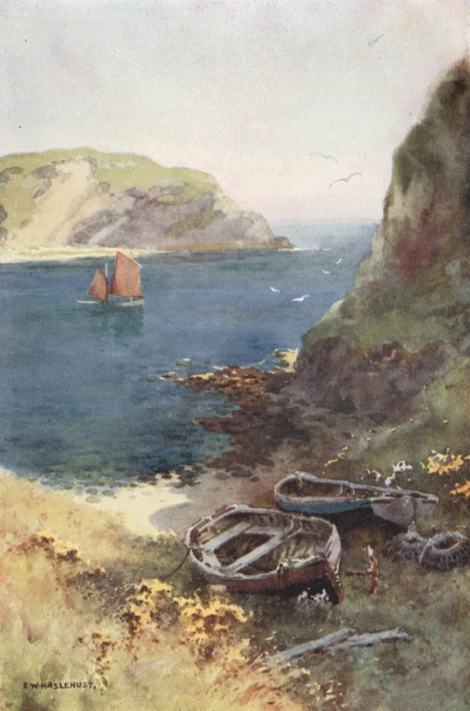 Lulworth Cove (lito colorido) de Ernest William Haslehust