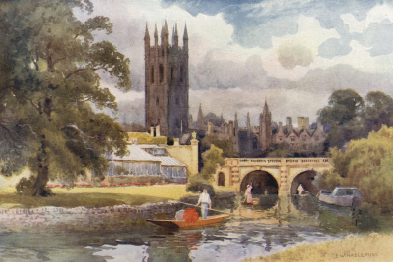 Colégio Magdalen de Cherwell (cor litho) de Ernest William Haslehust