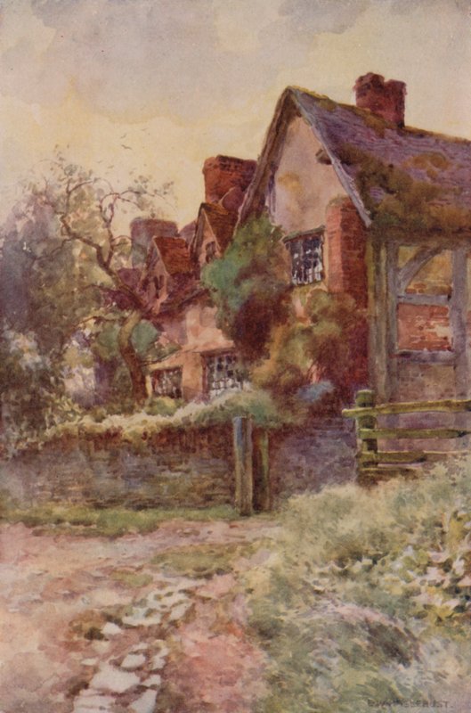 Casa de Mary Arden, Stratford-on-Avon (lito a cores) de Ernest William Haslehust