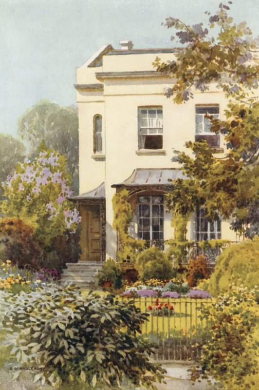 Casa de Nathaniel Hawthorne, Leamington (lito colorido) de Ernest William Haslehust