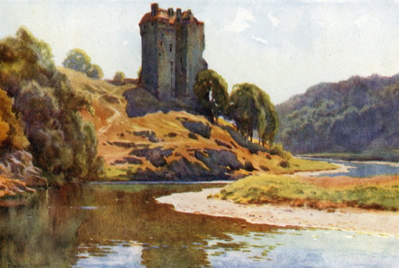 Castelo de Neidpath (cor litho) de Ernest William Haslehust