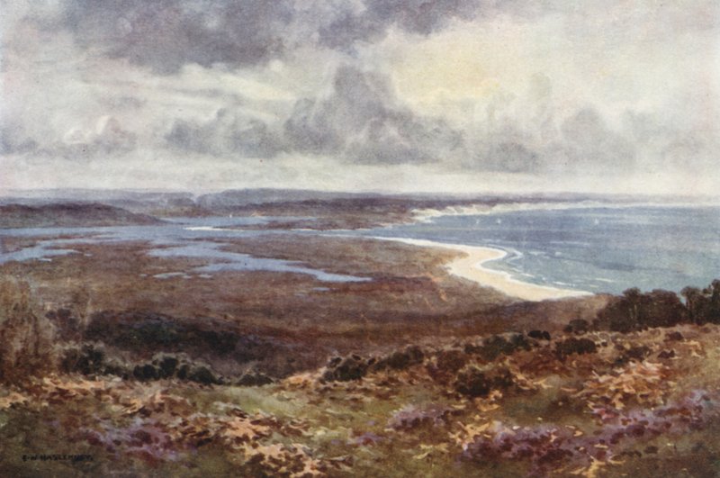 Poole Harbour from Studland (cor litho) de Ernest William Haslehust