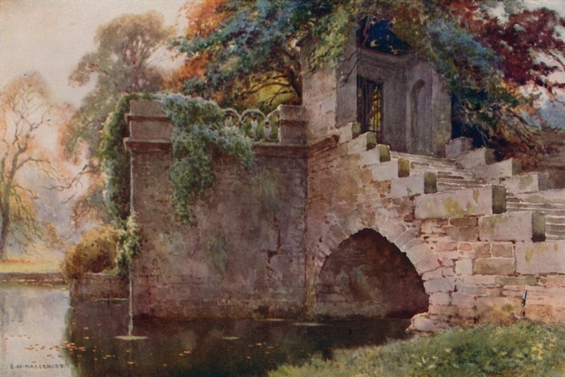 Bower da Rainha Mary, Chatsworth (lito a cores) de Ernest William Haslehust