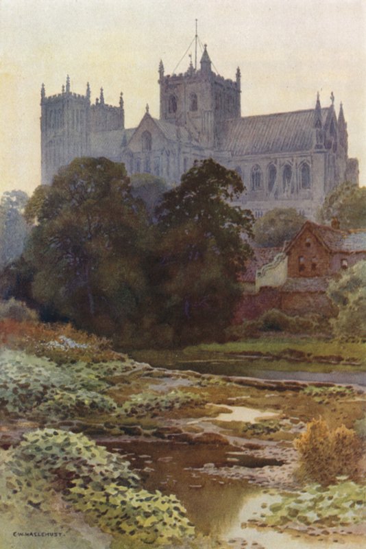 Ripon Minster do rio (cor litho) de Ernest William Haslehust