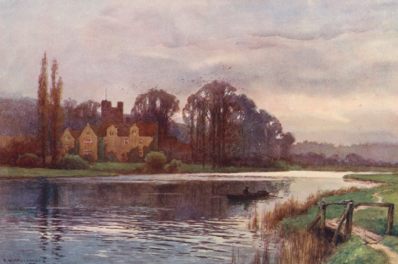 Rio Tamisa: Abadia de Bisham (litografia a cores) de Ernest William Haslehust