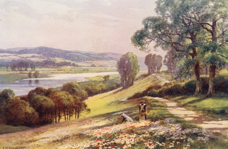 Rio Tamisa: Bourne End a partir de Quarry Hill (litografia a cores) de Ernest William Haslehust