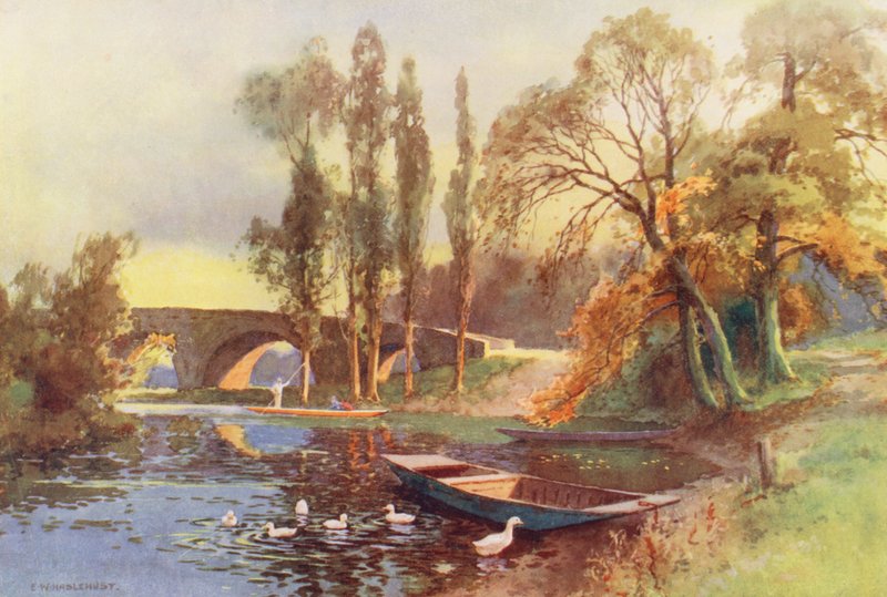 Rio Tamisa: Ponte de Chertsey (litografia a cores) de Ernest William Haslehust