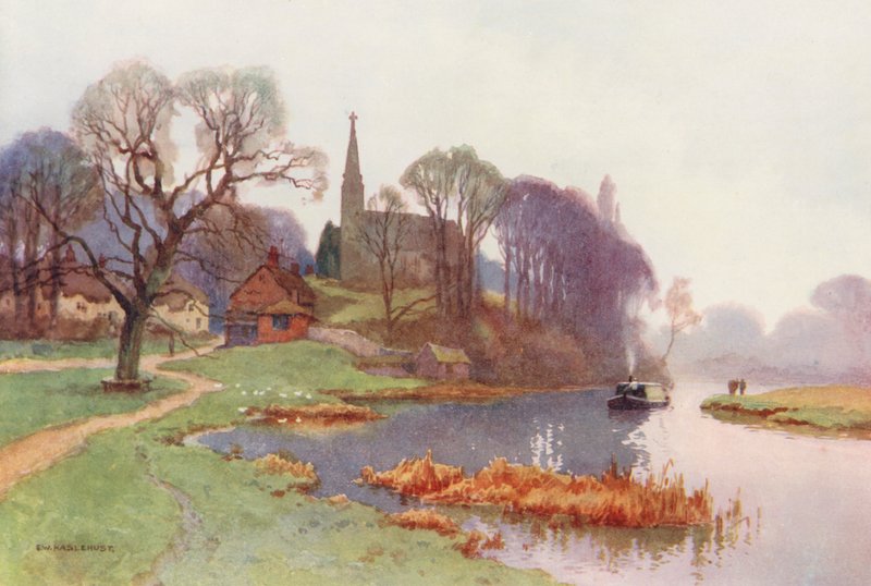 Rio Tamisa: Clifton Hampden (litografia a cores) de Ernest William Haslehust