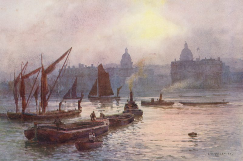 Rio Tamisa: Greenwich (litografia a cores) de Ernest William Haslehust