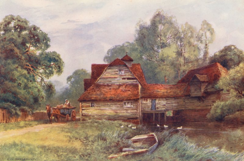 Rio Tamisa: Mapledurham Mill (litografia a cores) de Ernest William Haslehust