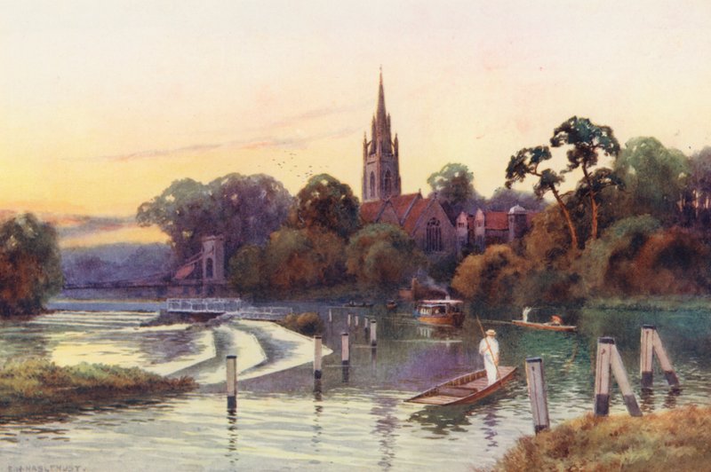 Rio Tamisa: Marlow (litografia a cores) de Ernest William Haslehust