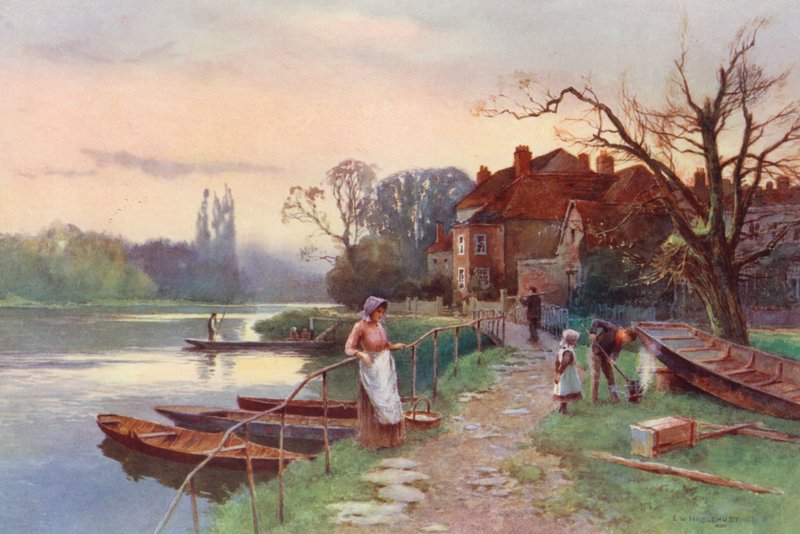 Rio Tamisa: Perto de Staines (litografia a cores) de Ernest William Haslehust