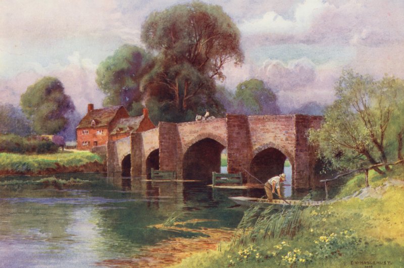 Rio Tamisa: Newbridge (litografia a cores) de Ernest William Haslehust