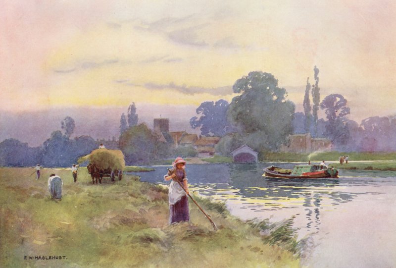 Rio Tamisa: Shepperton (litografia a cores) de Ernest William Haslehust