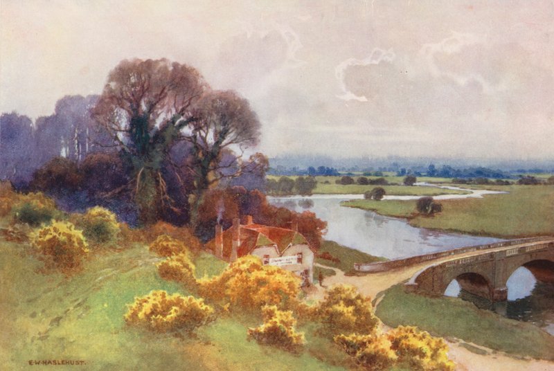 Rio Tamisa: Ponte de Shillingford (litografia a cores) de Ernest William Haslehust