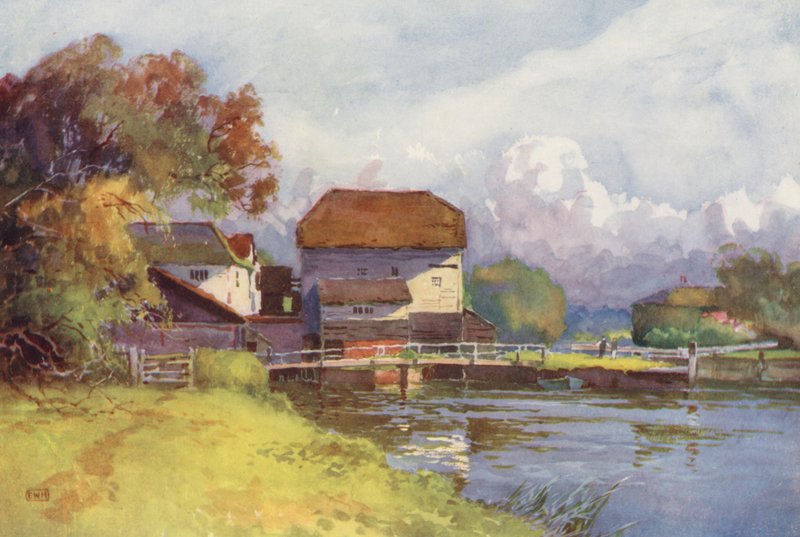 Rio Tamisa: Moinho de Shiplake (litografia a cores) de Ernest William Haslehust