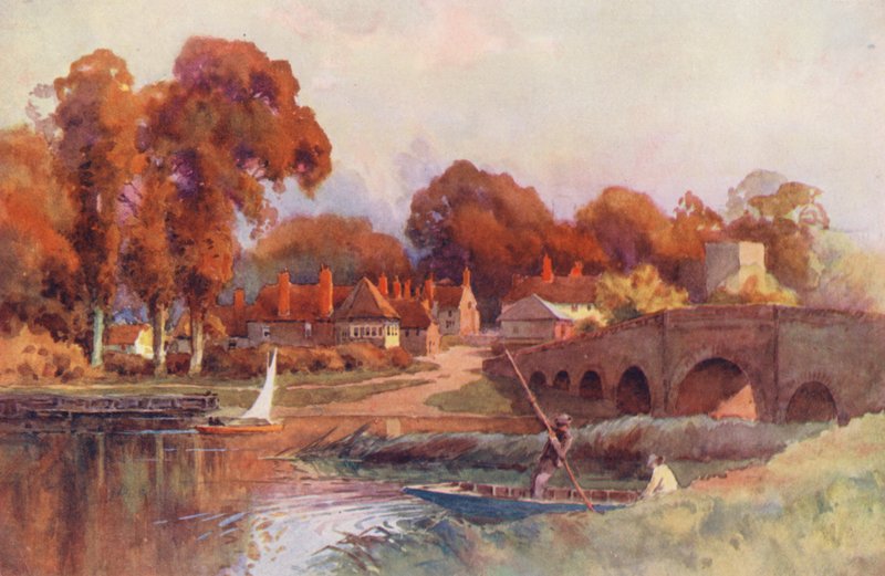 Rio Tamisa: Ponte de Sonning (litografia a cores) de Ernest William Haslehust