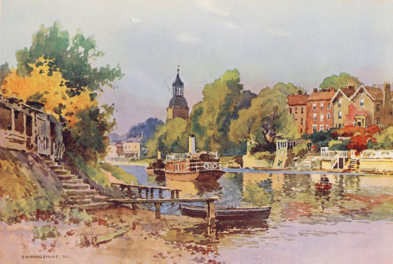 Rio Tamisa: Sunbury (litografia a cores) de Ernest William Haslehust