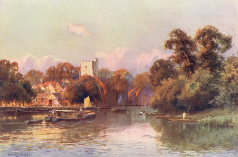 Rio Tamisa: Twickenham (litografia a cores) de Ernest William Haslehust