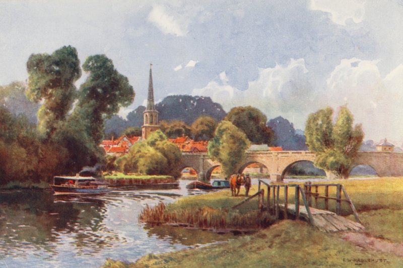 Rio Tamisa: Wallingford (litografia a cores) de Ernest William Haslehust