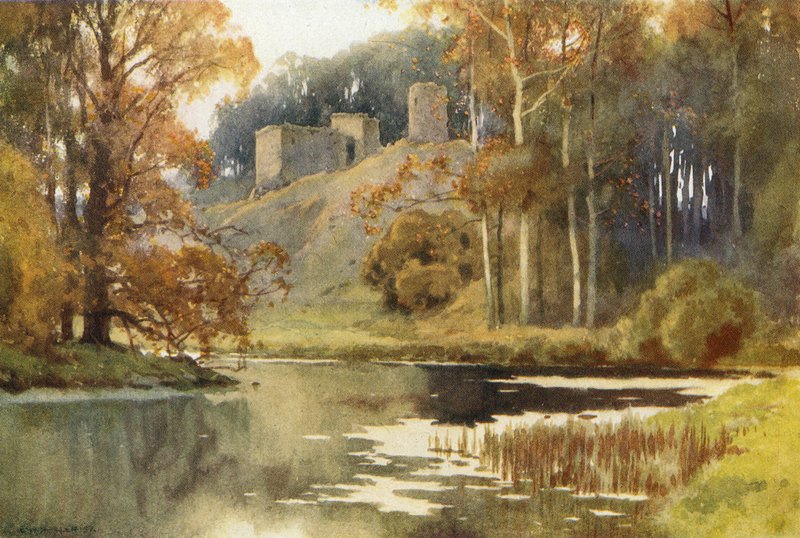 Castelo de Roxburgh (cor litho) de Ernest William Haslehust