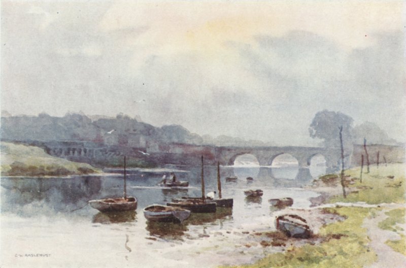 Salmon Fishers at Chester (cor litho) de Ernest William Haslehust