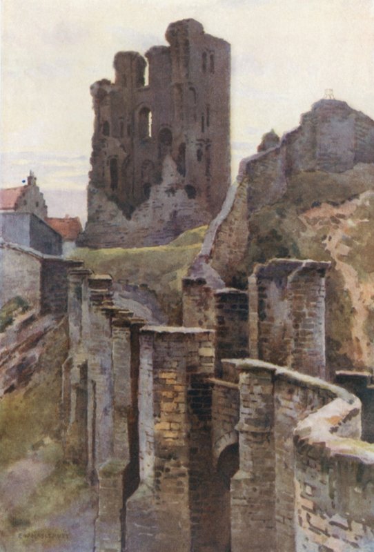 Castelo de Scarborough (lito colorido) de Ernest William Haslehust
