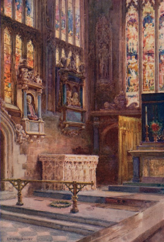 Tumba e Memorial de Shakespeare (lito colorido) de Ernest William Haslehust