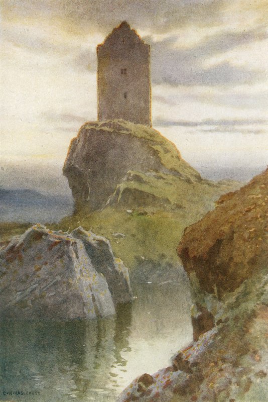 Torre Smailholm (lito a cores) de Ernest William Haslehust