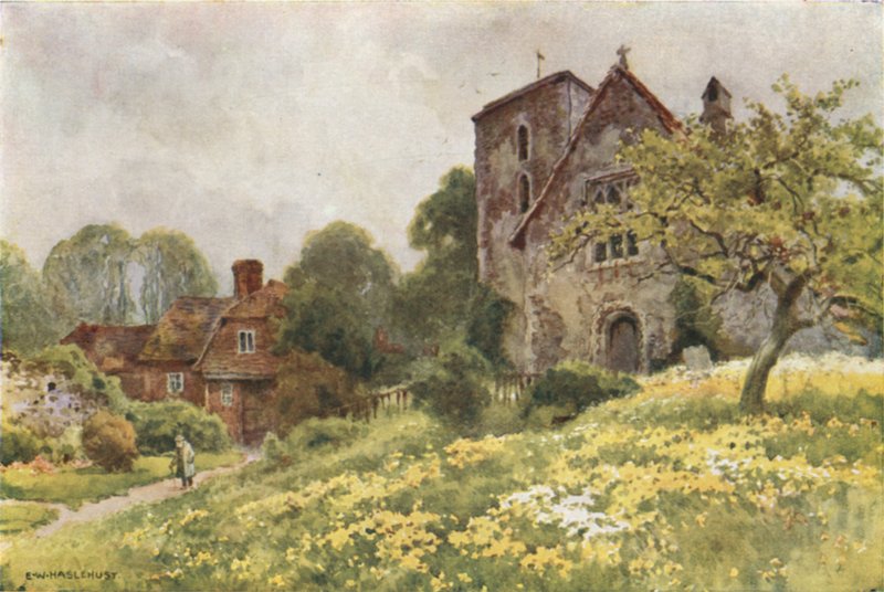 São Nicolau, Harbledown (lito colorido) de Ernest William Haslehust