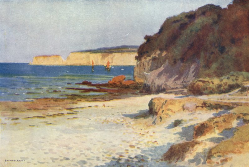 Studland Bay (lito colorido) de Ernest William Haslehust
