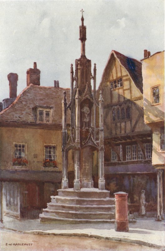 A Cruz de Manteiga (cor litho) de Ernest William Haslehust