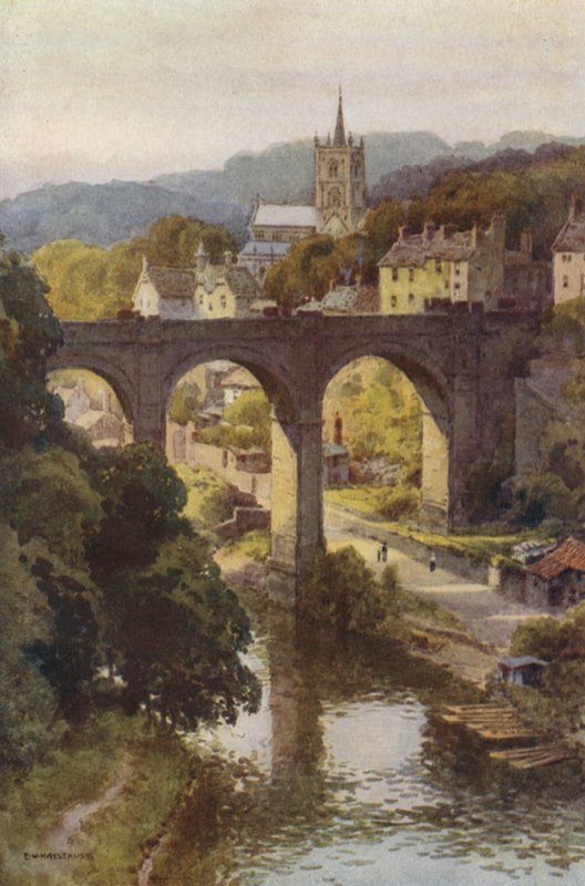A histórica cidade velha de Knaresborough (lito a cores) de Ernest William Haslehust
