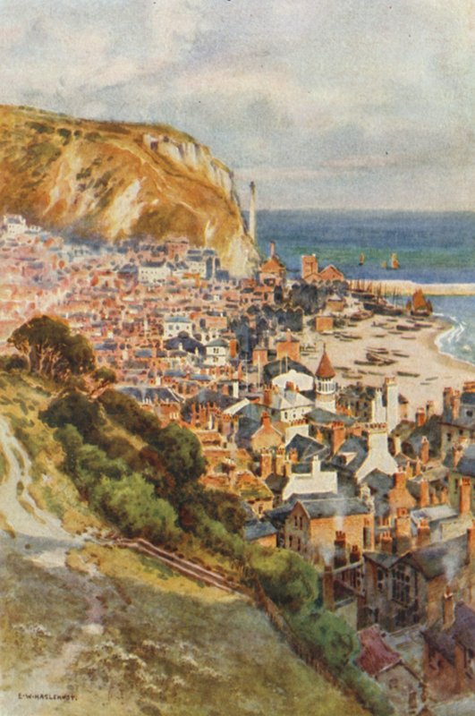 A Cidade Velha, Hastings (cor litho) de Ernest William Haslehust