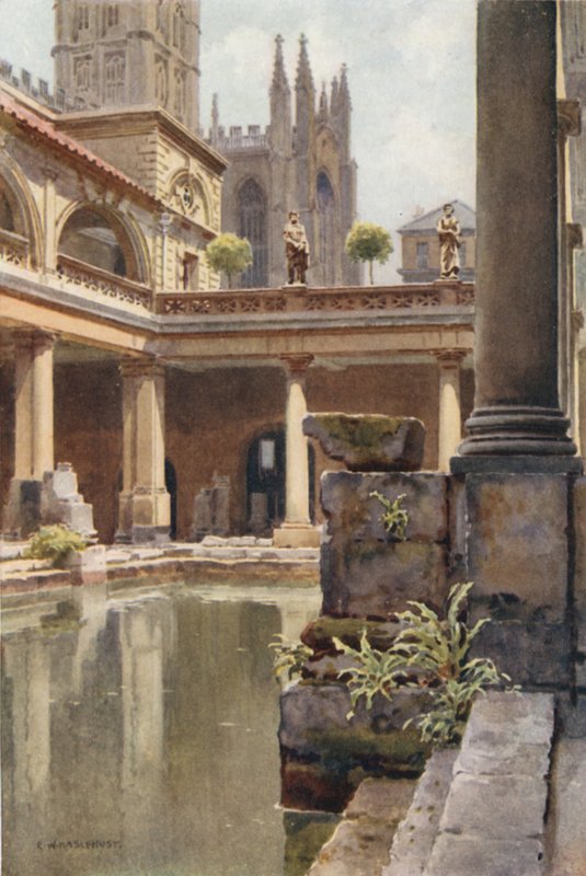 O Banho Romano (cor litho) de Ernest William Haslehust