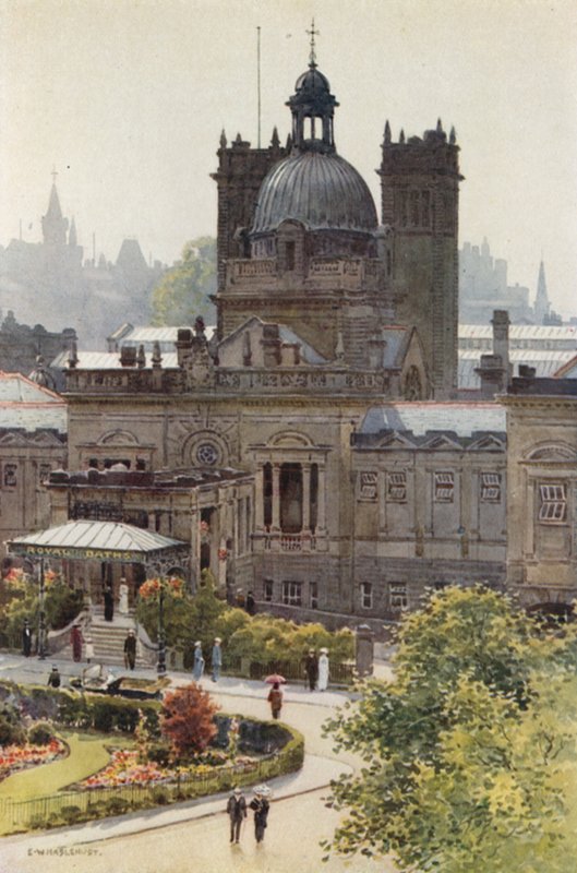 The Royal Baths, Harrogate (lito colorido) de Ernest William Haslehust