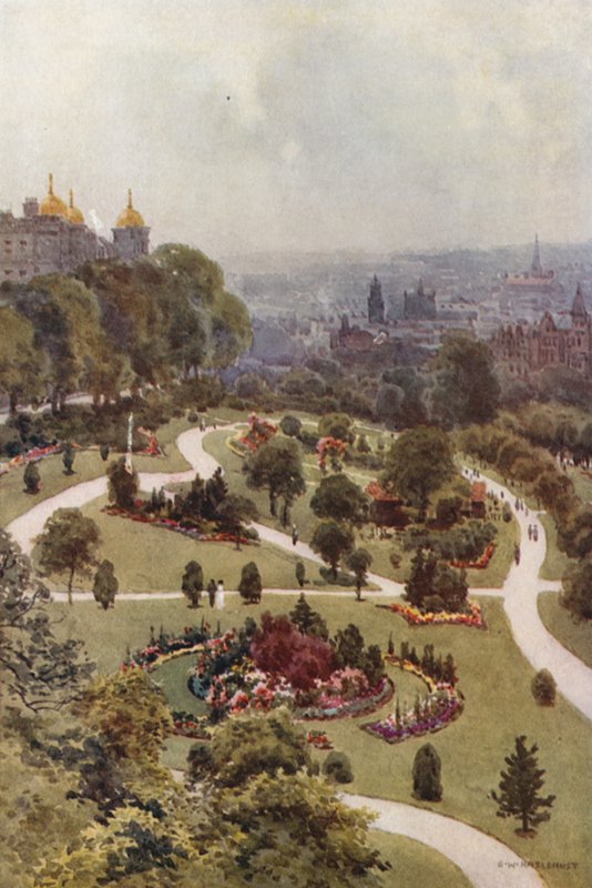 The Valley Gardens, Harrogate (cor litho) de Ernest William Haslehust