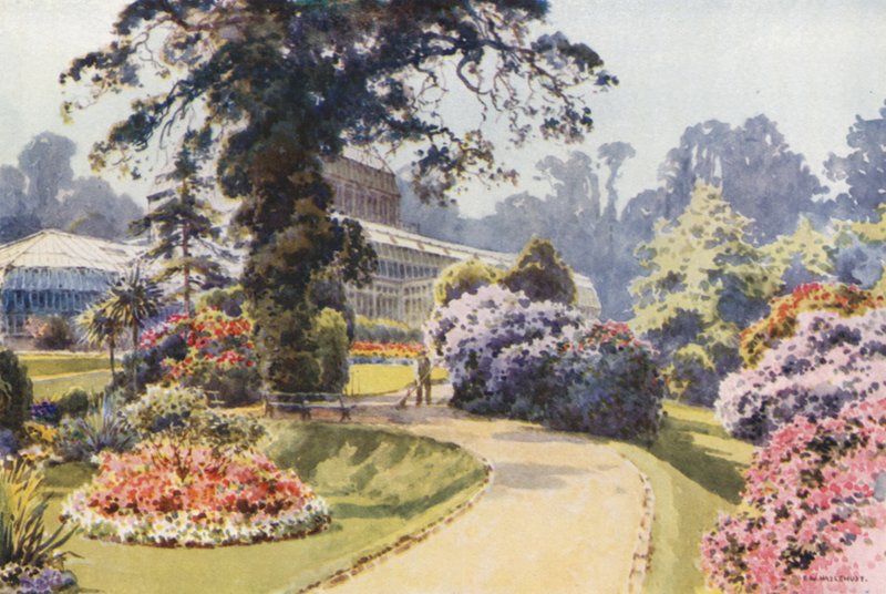 Os Jardins de Inverno, Bournemouth (lito colorido) de Ernest William Haslehust