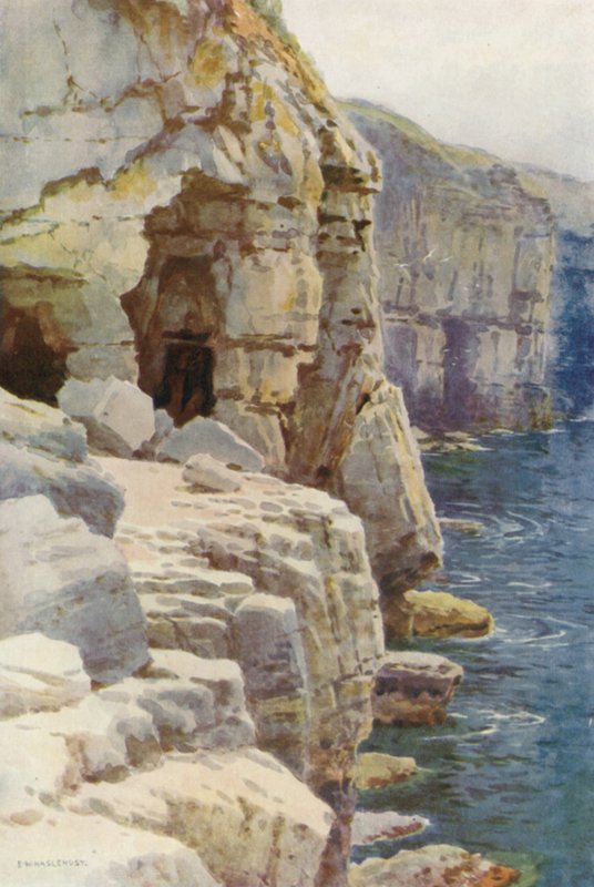 Cavernas de caprichos, Swanage (cor litho) de Ernest William Haslehust