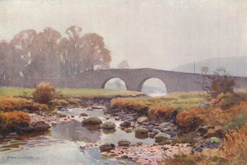 Duas pontes (lito a cores) de Ernest William Haslehust