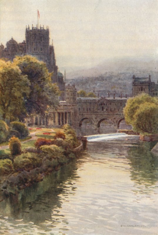 Vista da Ponte do Desfile Norte, Banho (cor litho) de Ernest William Haslehust