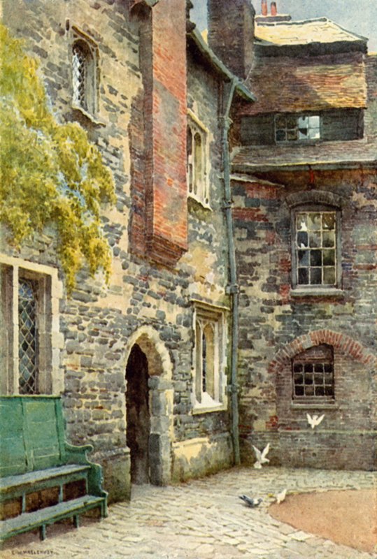 Washhouse Court, Charterhouse (cor litho) de Ernest William Haslehust