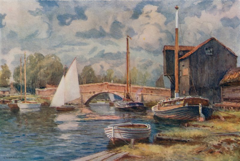 Ponte Wroxham (cor litho) de Ernest William Haslehust