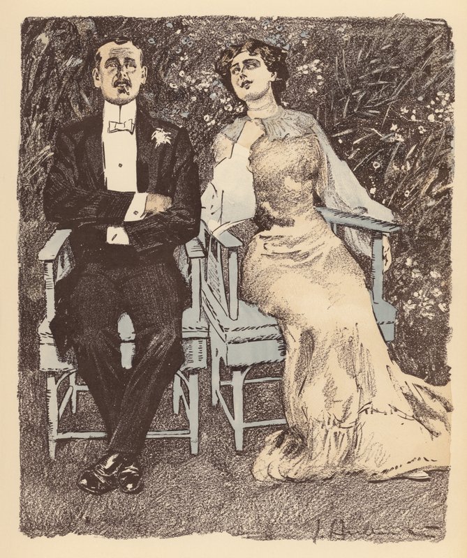 Ilustração para o Berliner Balle von Rideamus (litografia a cores) de Ernst (after) Heilemann