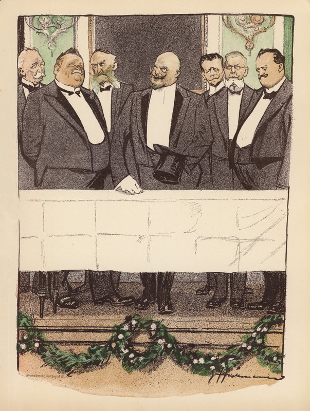 Ilustração para o Berliner Balle von Rideamus (litografia a cores) de Ernst (after) Heilemann