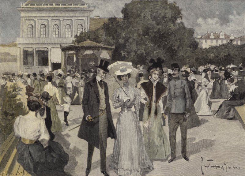 Em frente ao pavilhão de música em Franzensbad de Ernst Heilemann