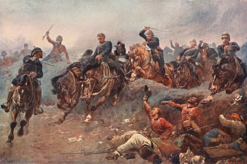 Artilharia britânica entrando nas linhas inimigas na Batalha de Tel El Kebir, Egito, 1882 de Esteban Márquez de Velasco