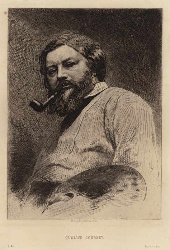 Gustave Courbet, pintor francês do movimento realista. Gravuras por Etienne Gabriel Bocourt de Etienne Gabriel Bocourt