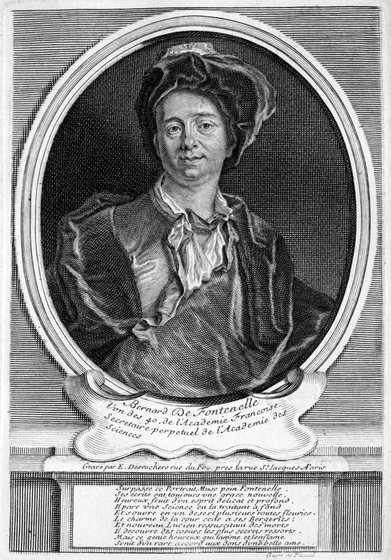 Bernard Le Bovier de Fontenelle, autor francês (gravura) de Etienne Jehandier (after) Desrochers