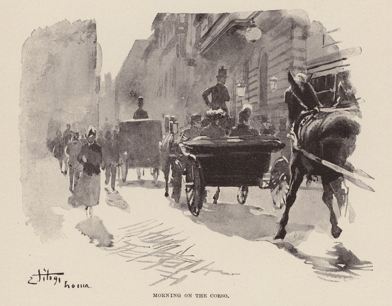 Manhã no Corso (gravura) de Ettore Tito